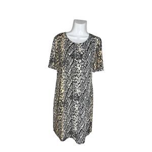 Alexandra + Oak Women M Shirt Dress Snakeskin Print Short Sleeve Everyday Knit